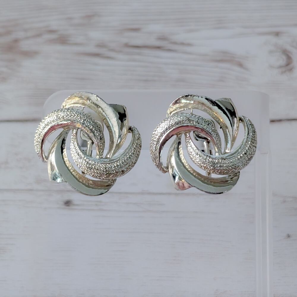 Vintage Clip On Earrings - Statement Gold Tone - Fair Condition